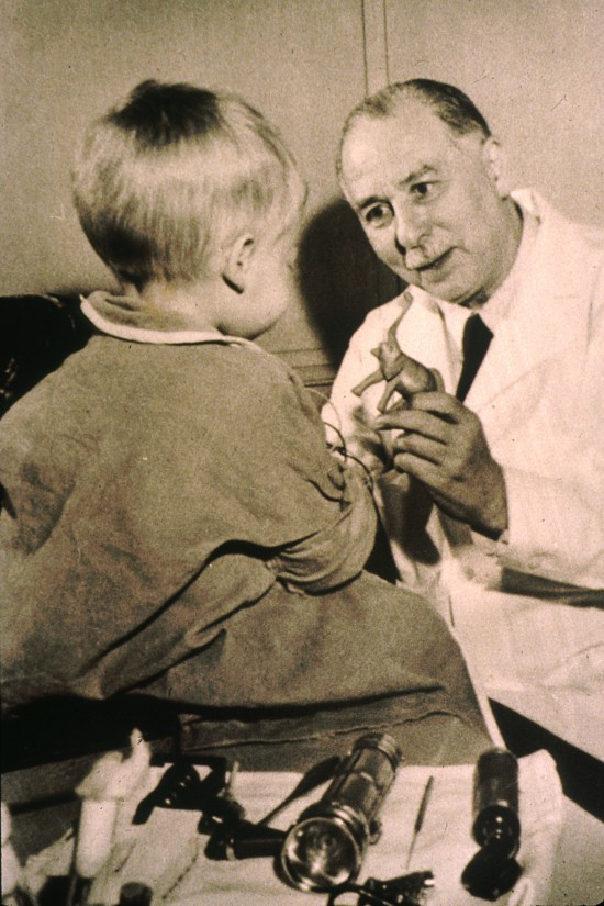 Sidney Farber with a patient